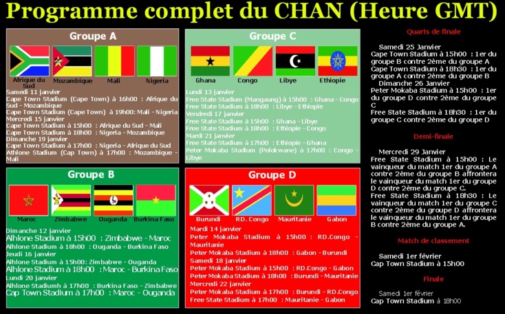 Programme complet du CHAN (Heure GMT)