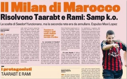 Taarabt encensé par la presse italienne