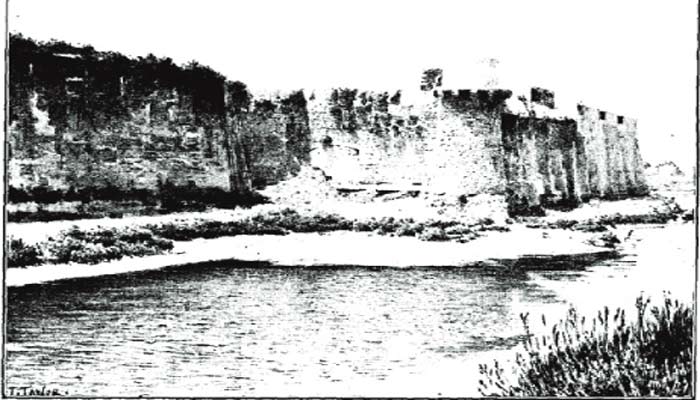 Mazagan est entouré de superbes fortifications portugaises (Dessin de Taylor)