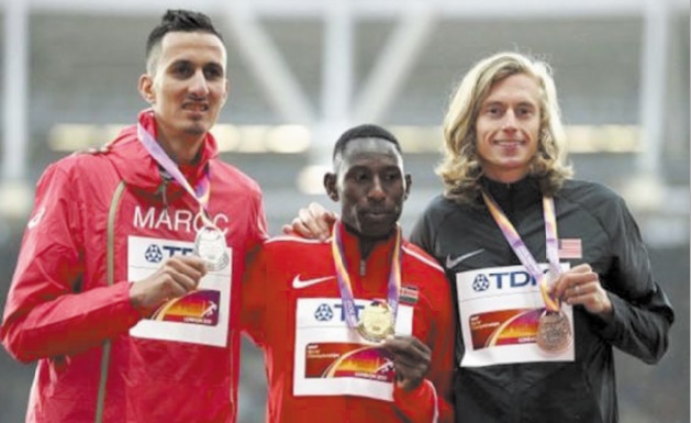 Soufiane El Bakkali, médaillé d’argent sur 3000 m steeple aux Mondiaux de Londres.