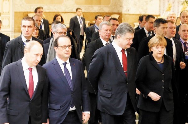 Hollande, Merkel, Porochenko et Poutine saluent un cessez-le-feu "globalement respecté" en Ukraine