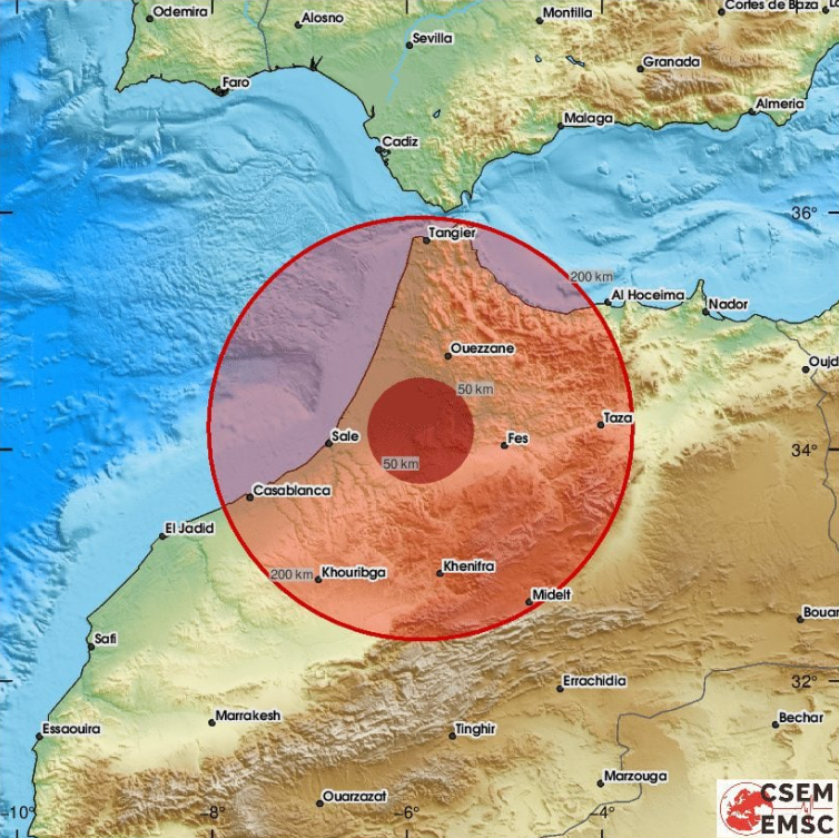 Un séisme de magnitude 5,4 secoue le nord du Maroc