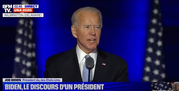 Joe Biden élu président: son premier discours en intégralité