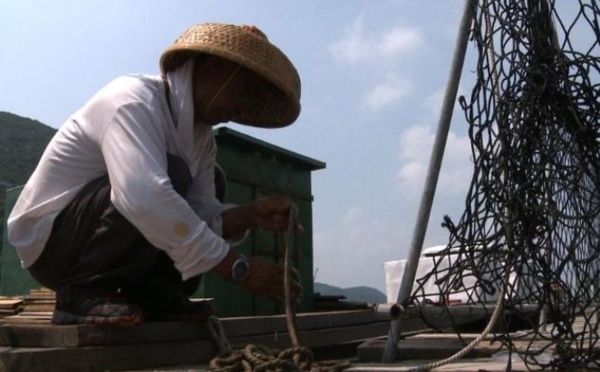 Les pêcheurs de Hong Kong rangent leurs filets