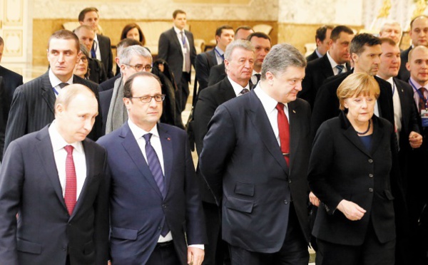 Hollande, Merkel, Porochenko et Poutine saluent un cessez-le-feu "globalement respecté" en Ukraine