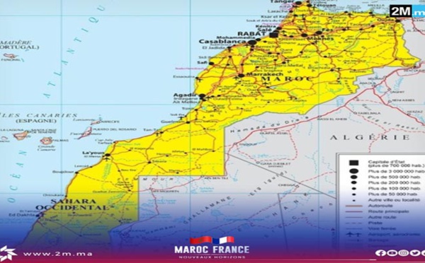 La carte officielle du Royaume du Maroc intégrant son Sahara publiée sur le site officiel du Quai d’Orsay