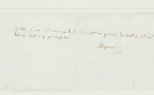 Une lettre de Mozart  adjugée pour 217.000 dollars aux enchères