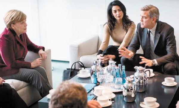 George Clooney à la rencontre de Merkel pour évoquer la crise des réfugiés