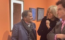 Mme Brigitte Macron visite l'exposition "Rétrospective Mehdi Qotbi" à l'IMA